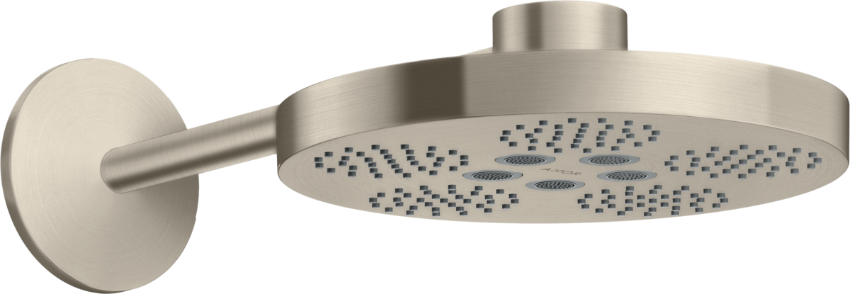 Axor One 2.5 GPM 280 2-Jet Brushed Nickel Chrome Showerhead With Showerarm Trim