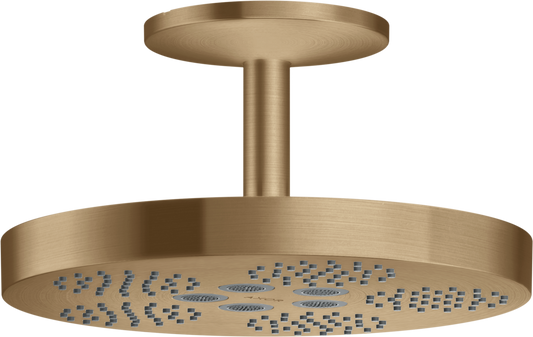 Axor One 11" 1.75 GPM 280 2-Jet Brushed Bronze Showerhead With Ceiling Mount Trim