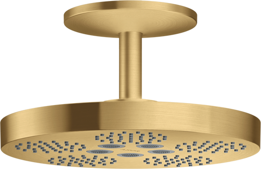 Axor One 11" 2.5 GPM 280 2-Jet Brushed Gold Optic Showerhead With Ceiling Mount Trim