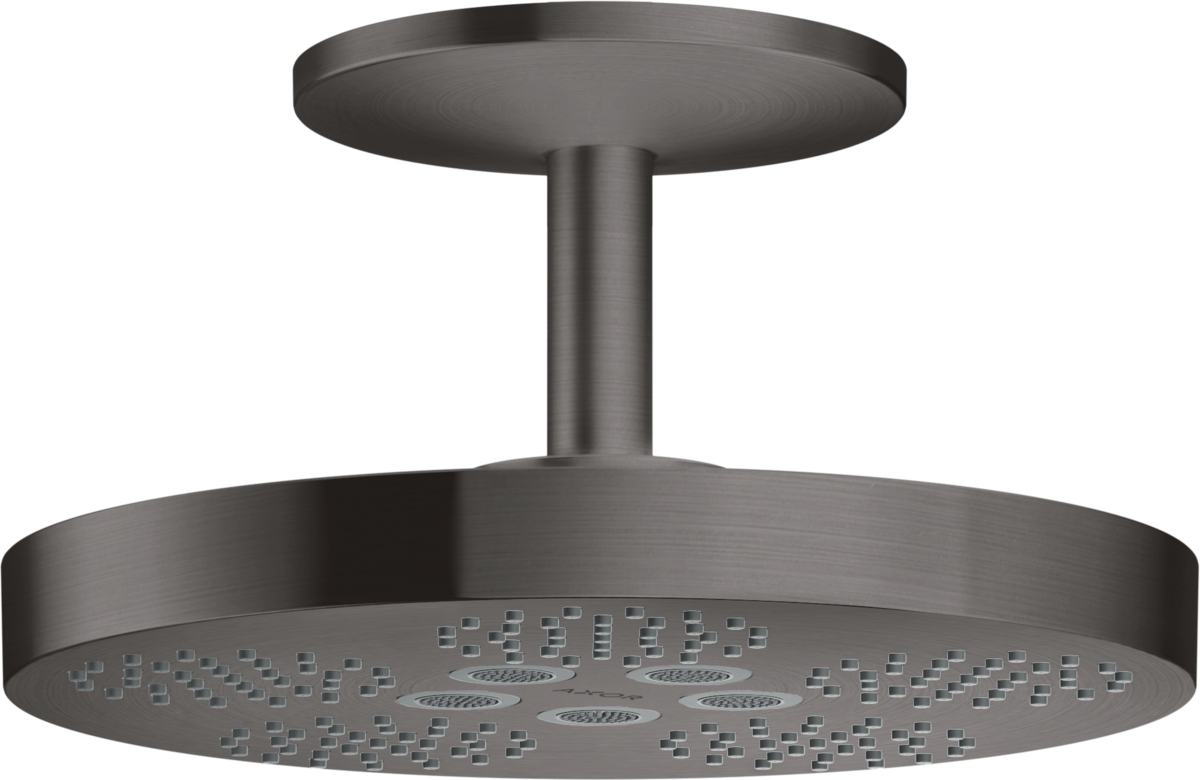 Axor One 11" 2.5 GPM 280 2-Jet Brushed Black Chrome Showerhead With Ceiling Mount Trim