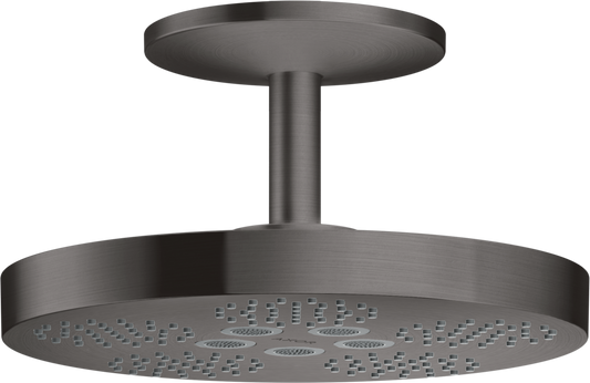 Axor One 11" 2.5 GPM 280 2-Jet Brushed Black Chrome Showerhead With Ceiling Mount Trim