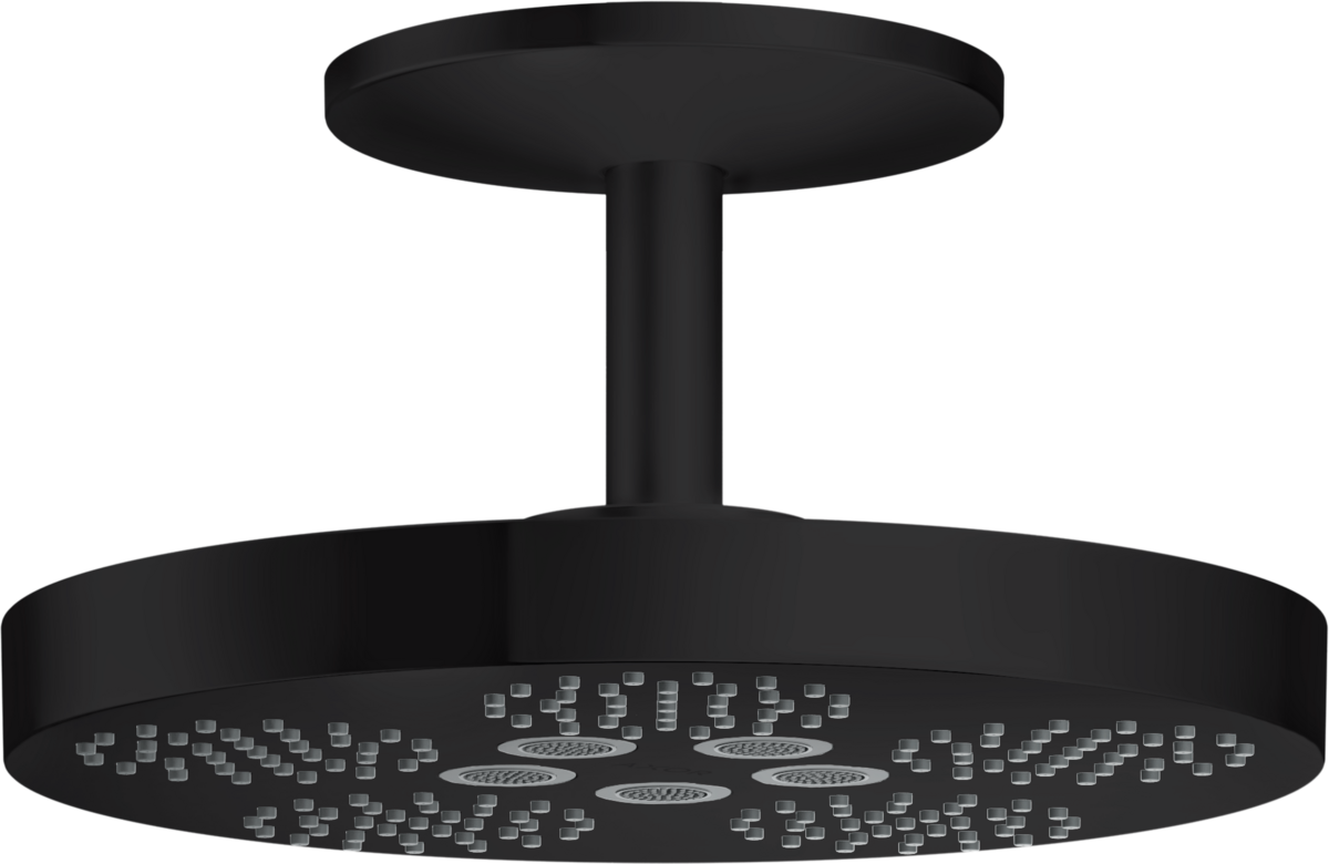 Axor One 11" 2.5 GPM 280 2-Jet Matte Black Showerhead With Ceiling Mount Trim