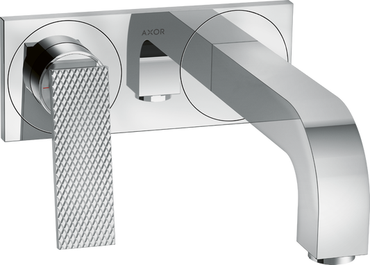 Axor Citterio 1.2 GPM Single Handle Rhombic Cut Chrome Wall Mounted Faucet Trim With Base Plate