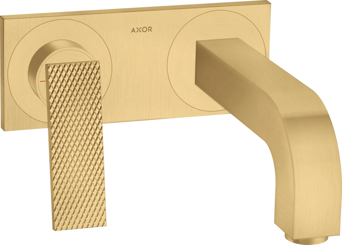 Axor Citterio 1.2 GPM Single Handle Rhombic Cut Brushed Gold Optic Wall Mounted Faucet Trim With Base Plate