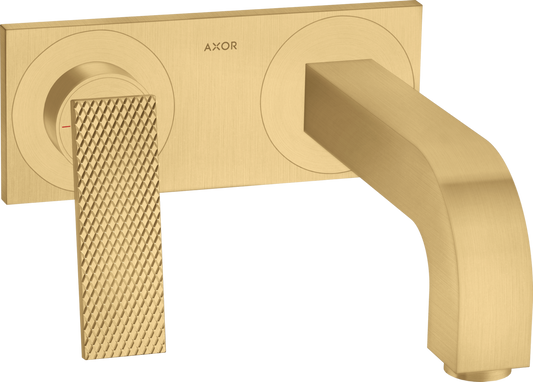 Axor Citterio 1.2 GPM Single Handle Rhombic Cut Brushed Gold Optic Wall Mounted Faucet Trim With Base Plate