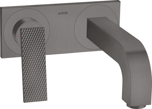 Axor Citterio 1.2 GPM Single Handle Rhombic Cut Brushed Black Chrome Wall Mounted Faucet Trim With Base Plate
