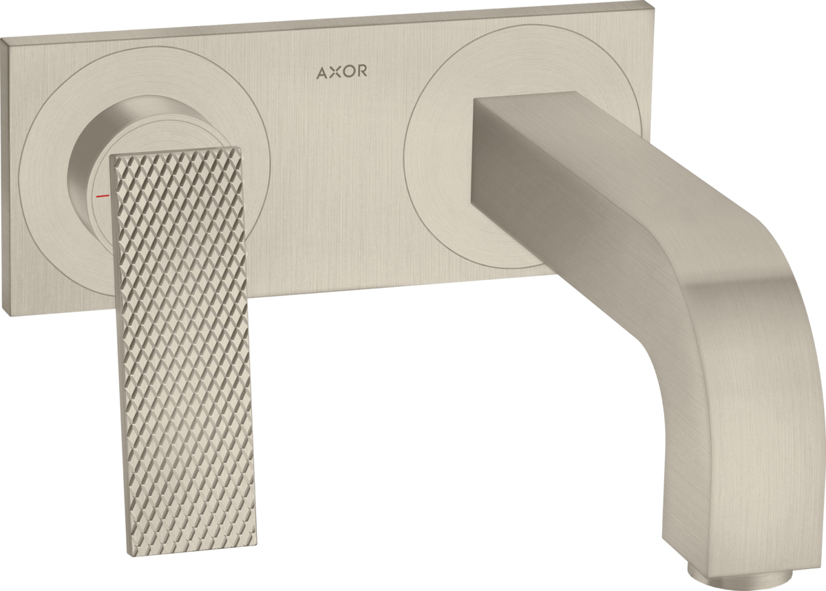 Axor Citterio 1.2 GPM Single Handle Rhombic Cut Brushed Nickel Wall Mounted Faucet Trim With Base Plate