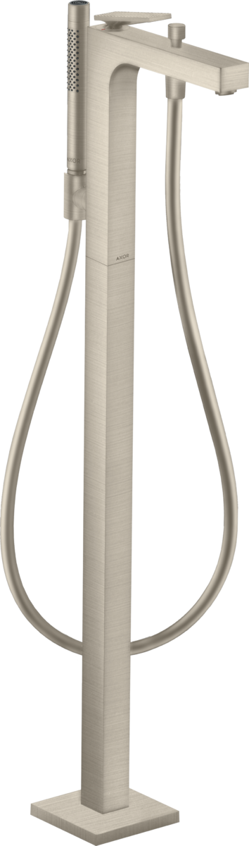 Axor Citterio 5.8 GPM Rhombic Cut Brushed Nickel Freestanding Tub Filler Trim With 1.75 GPM Handshower