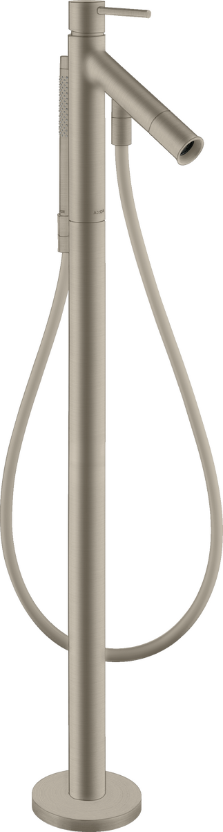 Axor Starck 5.8 GPM Freestanding Brushed Nickel Tub Filler Trim With 1.75 GPM Handshower