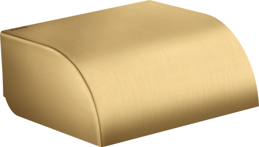 Axor Universal Circular Metal Brushed Gold Optic Wall Mounted Tissue Roll Holder With Cover