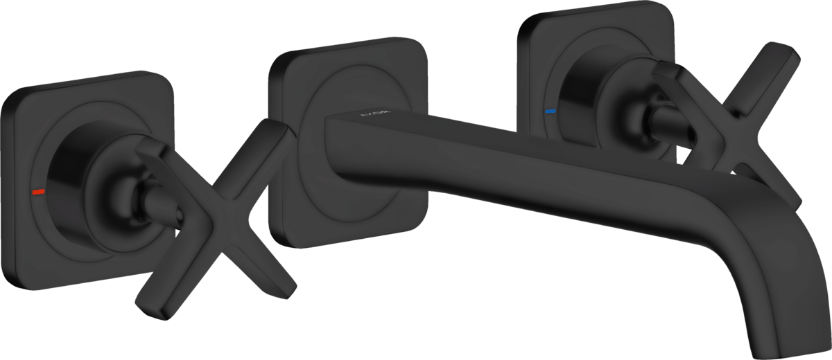 Axor Citterio E 1.2 GPM Cross Handles Matte Black Wall Mounted Widespread Faucet Trim