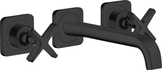 Axor Citterio E 1.2 GPM Cross Handles Matte Black Wall Mounted Widespread Faucet Trim