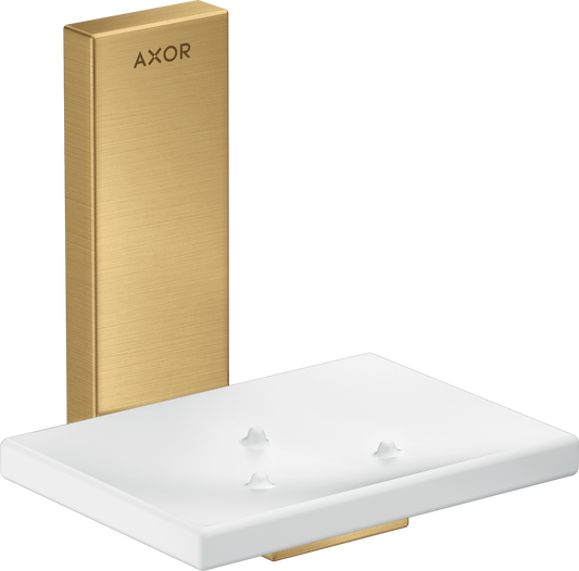 Axor Universal Rectangular Glass Shelf Metal Brushed Gold Optic Holder Soap Dish