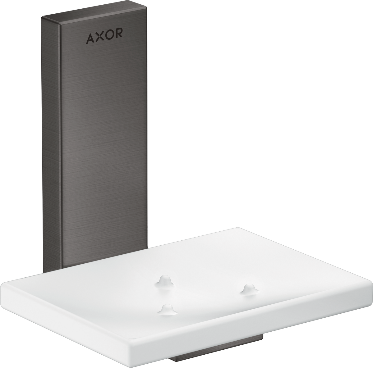 Axor Universal Rectangular Glass Shelf Metal Brushed Black Chrome Holder Soap Dish
