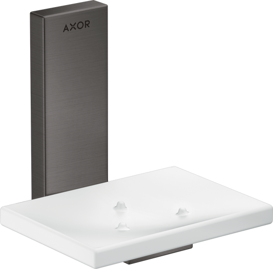 Axor Universal Rectangular Glass Shelf Metal Brushed Black Chrome Holder Soap Dish