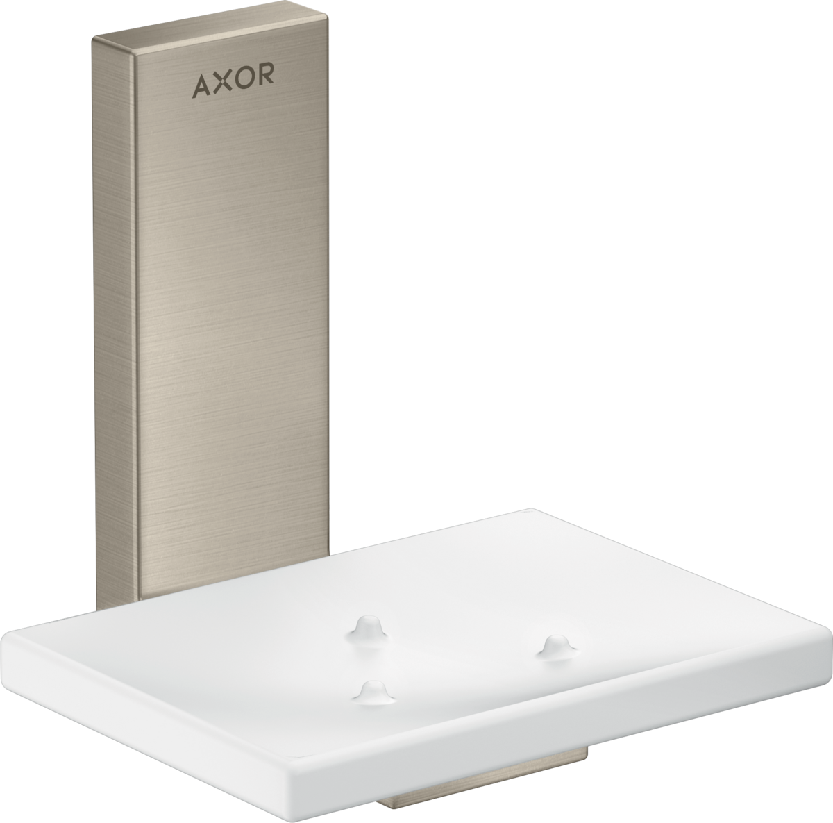 Axor Universal Rectangular Glass Shelf Metal Brushed Nickel Holder Soap Dish