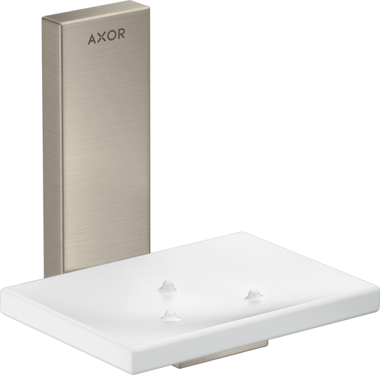 Axor Universal Rectangular Glass Shelf Metal Brushed Nickel Holder Soap Dish