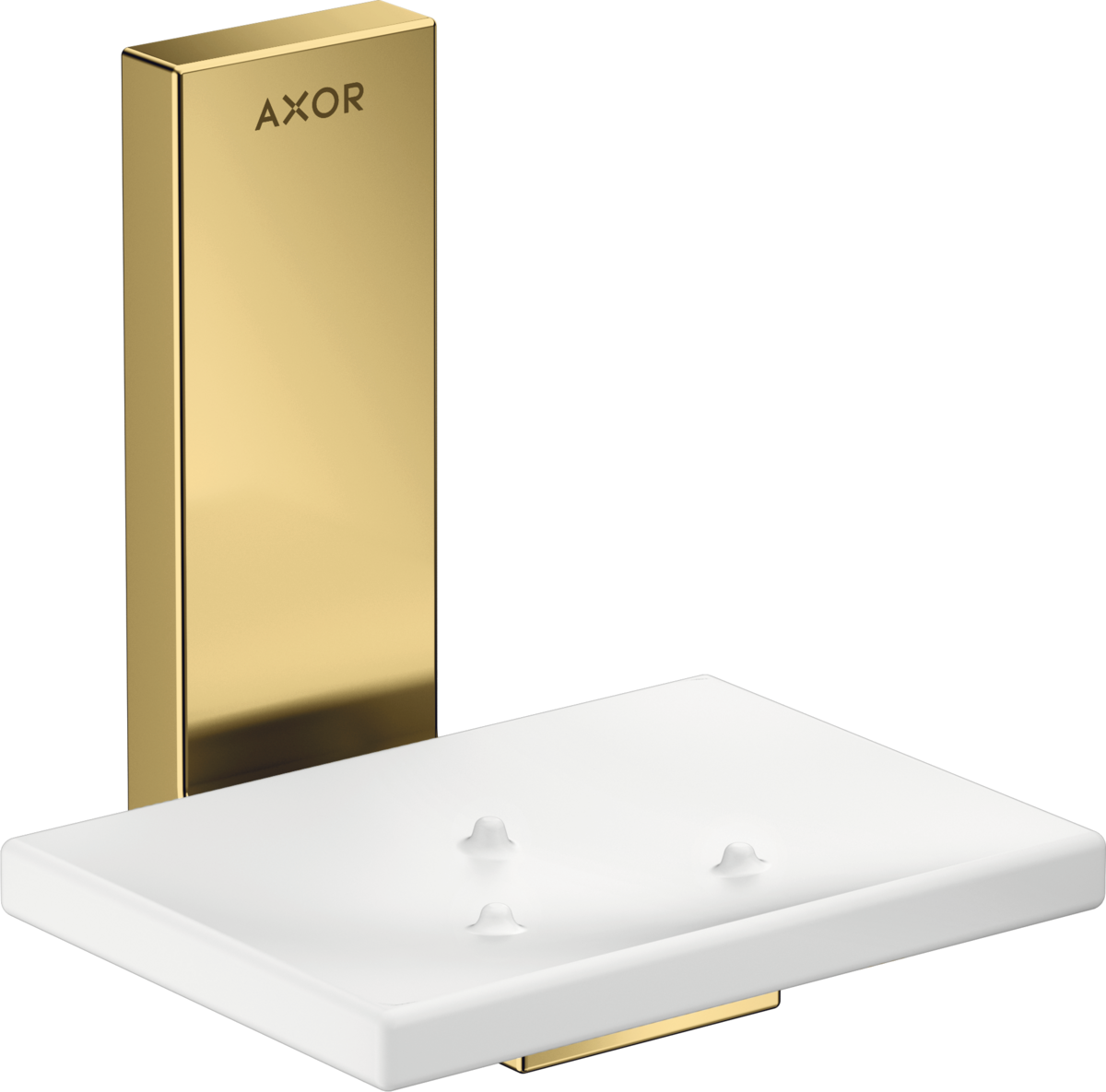 Axor Universal Rectangular Glass Shelf Metal Polished Gold Optic Holder Soap Dish