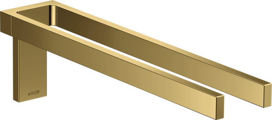 Axor Universal Rectangular Metal Wall Mounted Twin-Handle Polished Gold Optic Towel Holder