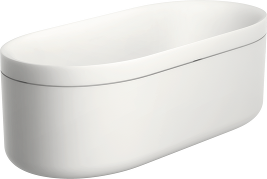 Axor Suite 74" Solid Surface Round Bathtub With Matte Black Pop-Up Drain