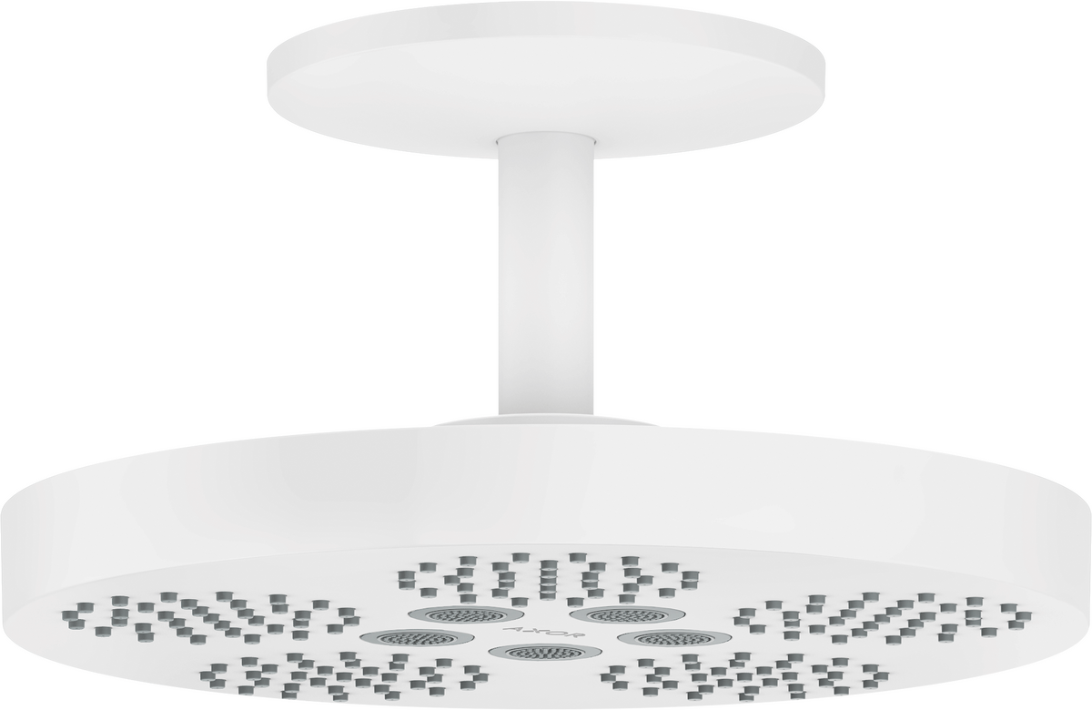 Axor One 11" 1.75 GPM 280 2-Jet Matte White Showerhead With Ceiling Mount Trim