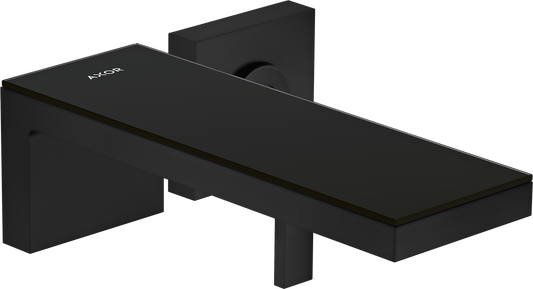 Axor MyEdition 1.2 GPM Single Handle Wall Mounted Matte Black/ Black Glass Faucet Trim Without Pop-Up Drain