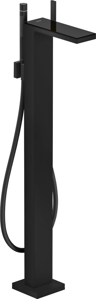 Axor MyEdition 5.3 GPM Freestanding Matte Black/ Black Glass Tub Filler Trim With 1.75 GPM Handshower