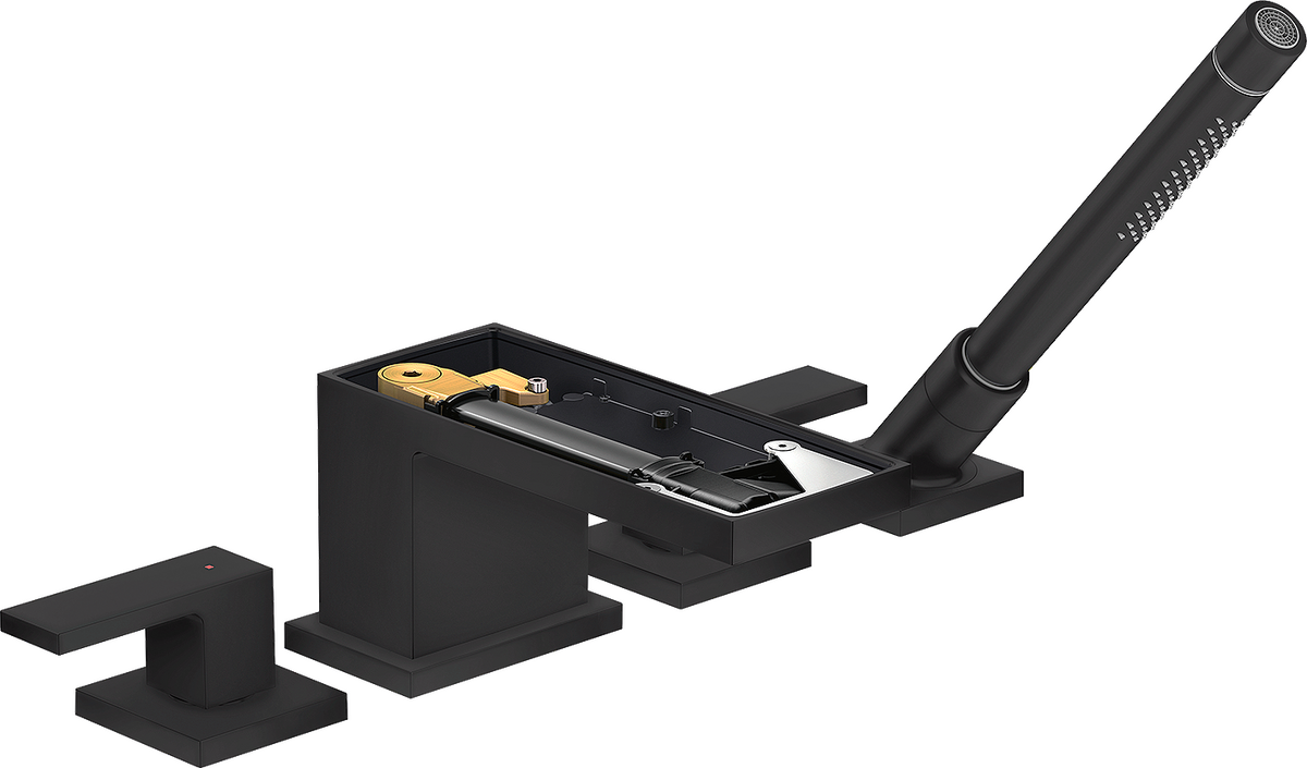 Axor MyEdition 5.8 GPM 4-Hole Matte Black Roman Tub Set Trim With 1.75 GPM Handshower