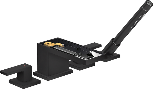 Axor MyEdition 5.8 GPM 4-Hole Matte Black Roman Tub Set Trim With 1.75 GPM Handshower