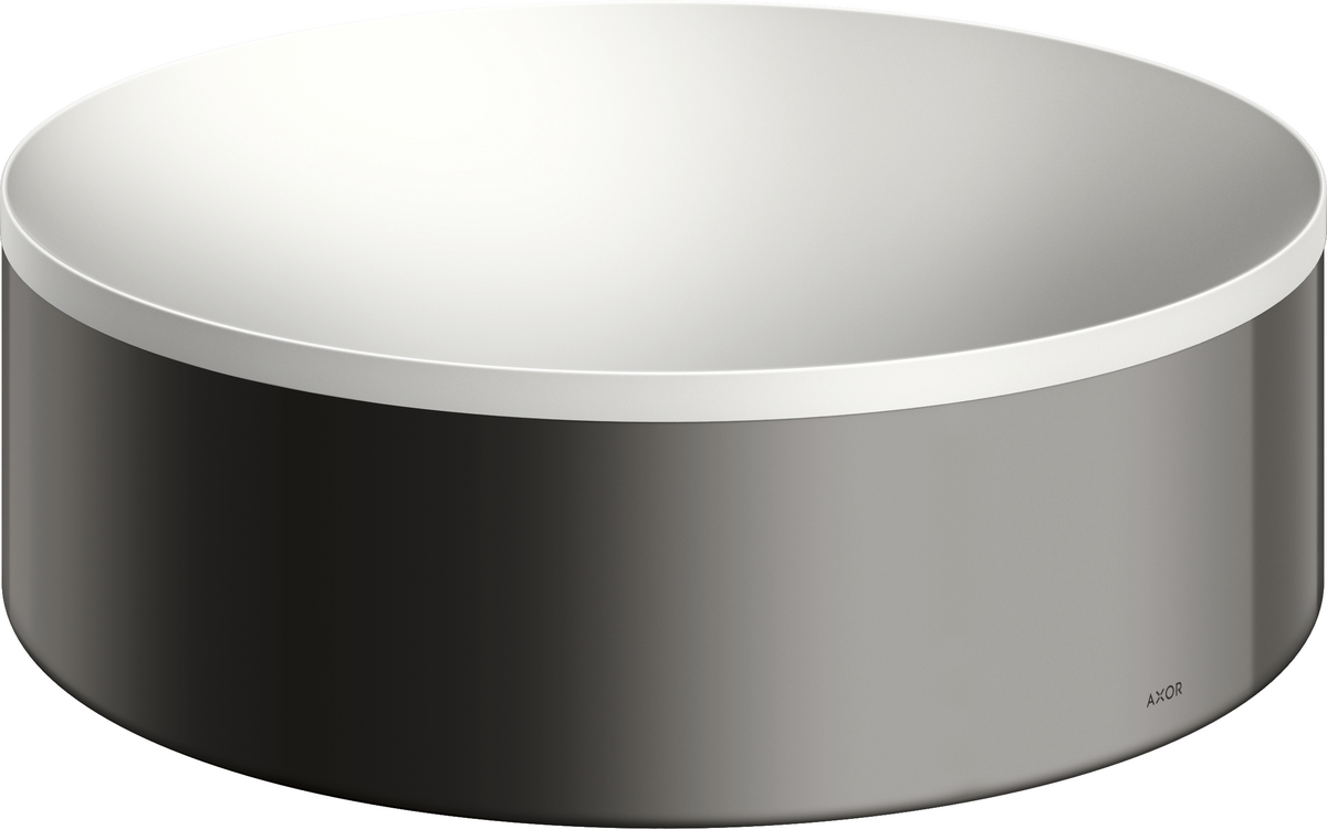 Axor Suite 11" Solid Surface Polished Black Chrome Round Sink Without Overflow