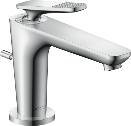 Axor Citterio C 1.2 GPM Single Hole Lever Handle Cubic Cut Chrome Faucet With CoolStart and Pop-Up Drain