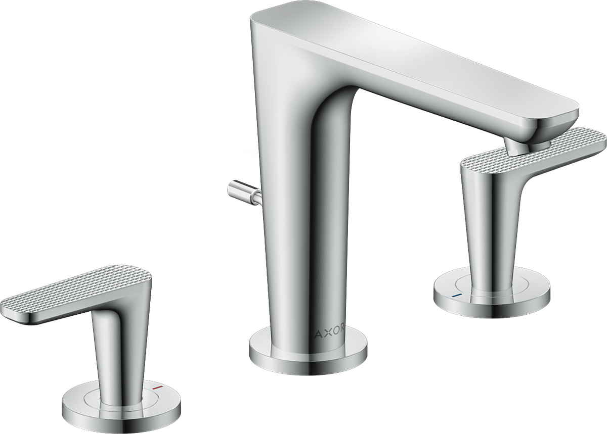 Axor Citterio C 1.2 GPM Two Lever Handle Chrome Widespread Faucet With Escutcheons and Pop-Up Drain