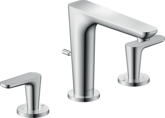 Axor Citterio C 1.2 GPM Two Lever Handle Chrome Widespread Faucet With Escutcheons and Pop-Up Drain