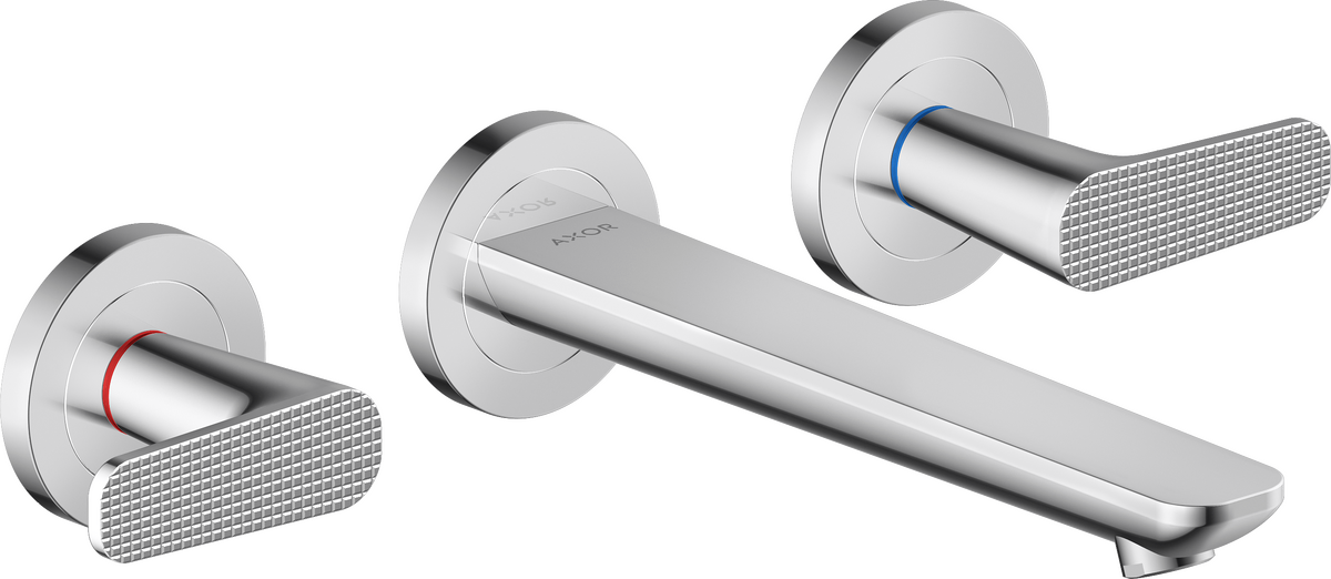 Axor Citterio C 1.2 GPM Lever Handle Chrome Wall Mounted Widespread Cubic Cut Faucet