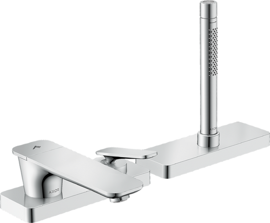 Axor Citterio C 1.75 GPM 3-Hole Chrome Roman Tub Set Trim With Handshower and Sbox