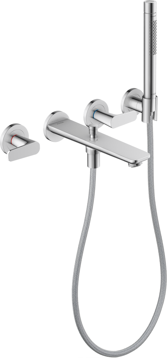 Axor Citterio C 1.75 GPM 3-Hole Chrome Wall Mounted Tub Filler With Handshower and Holder