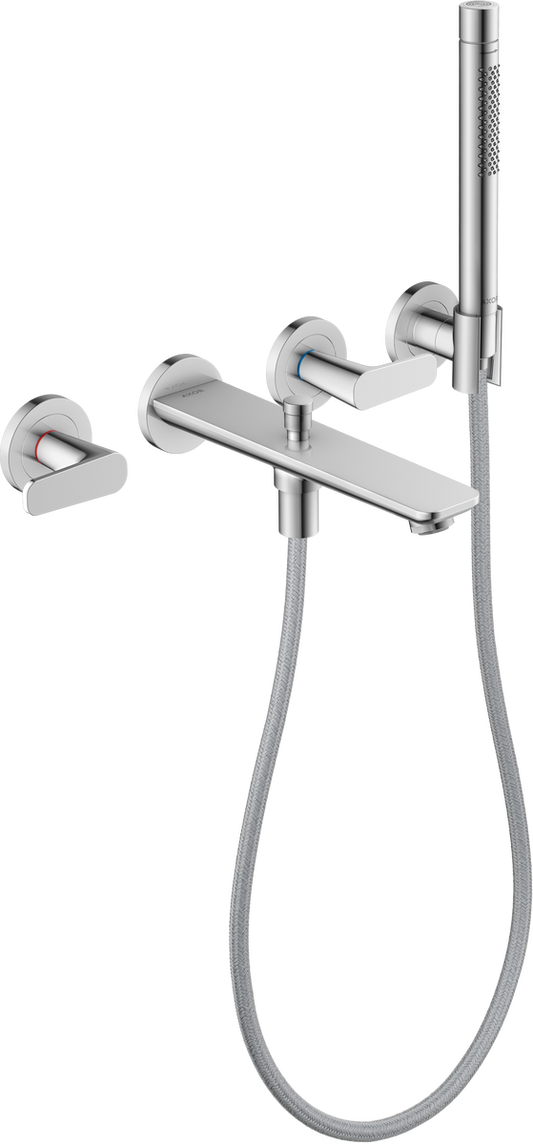 Axor Citterio C 1.75 GPM 3-Hole Chrome Wall Mounted Tub Filler With Handshower and Holder