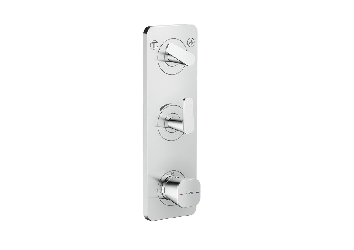 Axor Citterio C 15" x 5"  2-Function Cubic Cut Chrome Thermostatic Module Trim