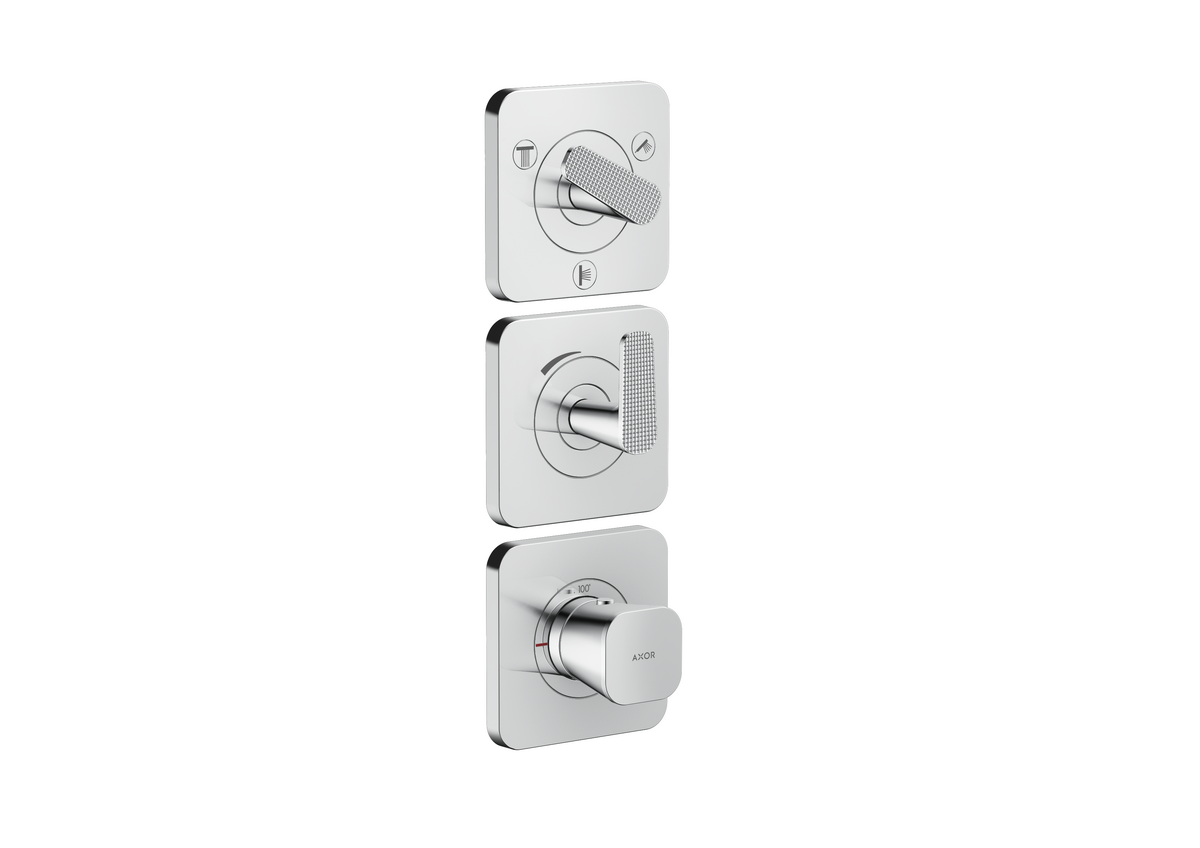 Axor Citterio C 15" x 5"  3-Function Cubic Cut Chrome Thermostatic Module Trim