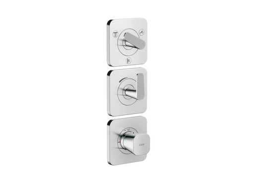 Axor Citterio C 15" x 5"  3-Function Cubic Cut Chrome Thermostatic Module Trim