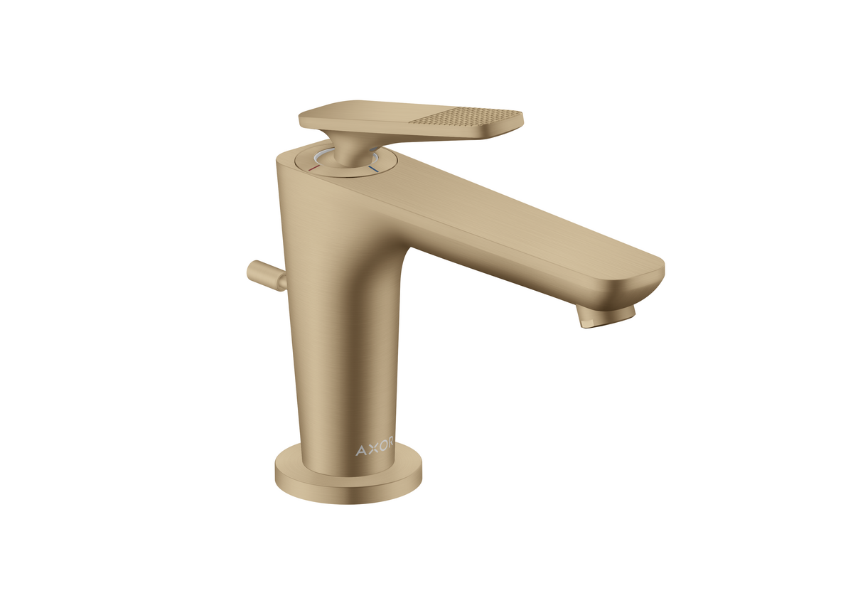 Axor Citterio C 1.2 GPM Single Hole Lever Handle Cubic Cut Brushed Bronze Faucet With CoolStart and Pop-Up Drain