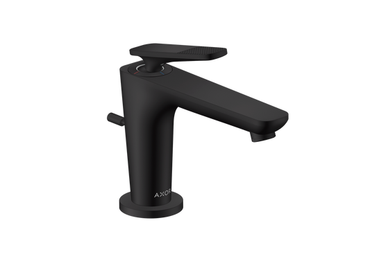 Axor Citterio C 1.2 GPM Single Hole Lever Handle Cubic Cut Matte Black Faucet With CoolStart and Pop-Up Drain