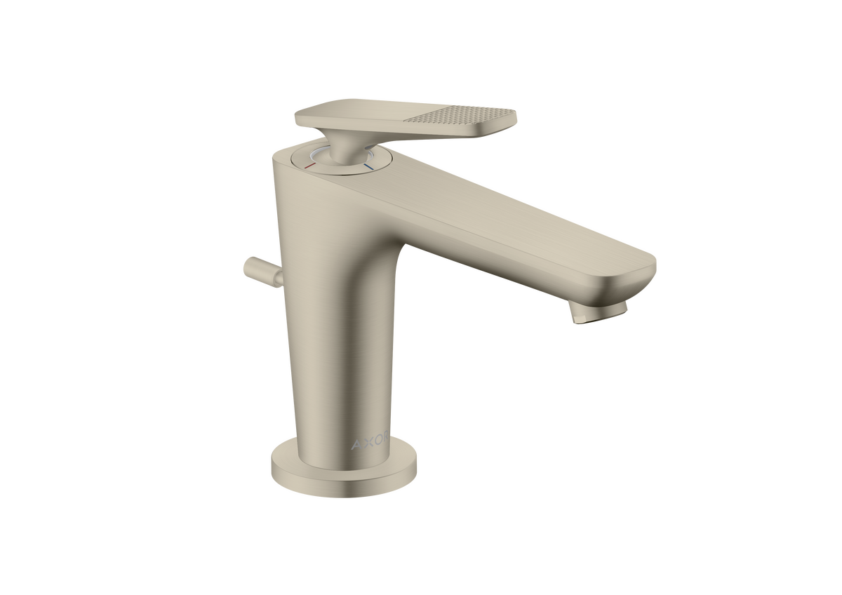 Axor Citterio C 1.2 GPM Single Hole Lever Handle Cubic Cut Brushed Nickel Faucet With CoolStart and Pop-Up Drain