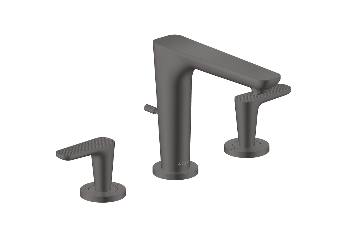 Axor Citterio C 1.2 GPM Two Lever Handle Brushed Black Chrome Widespread Faucet With Escutcheons and Pop-Up Drain