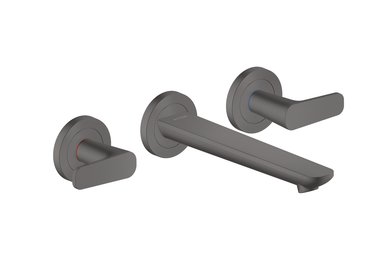 Axor Citterio C 1.2 GPM Lever Handle Wall Mounted Brushed Black Chrome Widespread Faucet Trim With Escutcheons