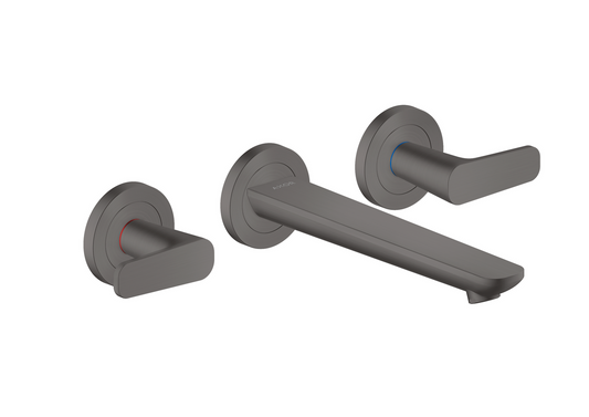 Axor Citterio C 1.2 GPM Lever Handle Wall Mounted Brushed Black Chrome Widespread Faucet Trim With Escutcheons