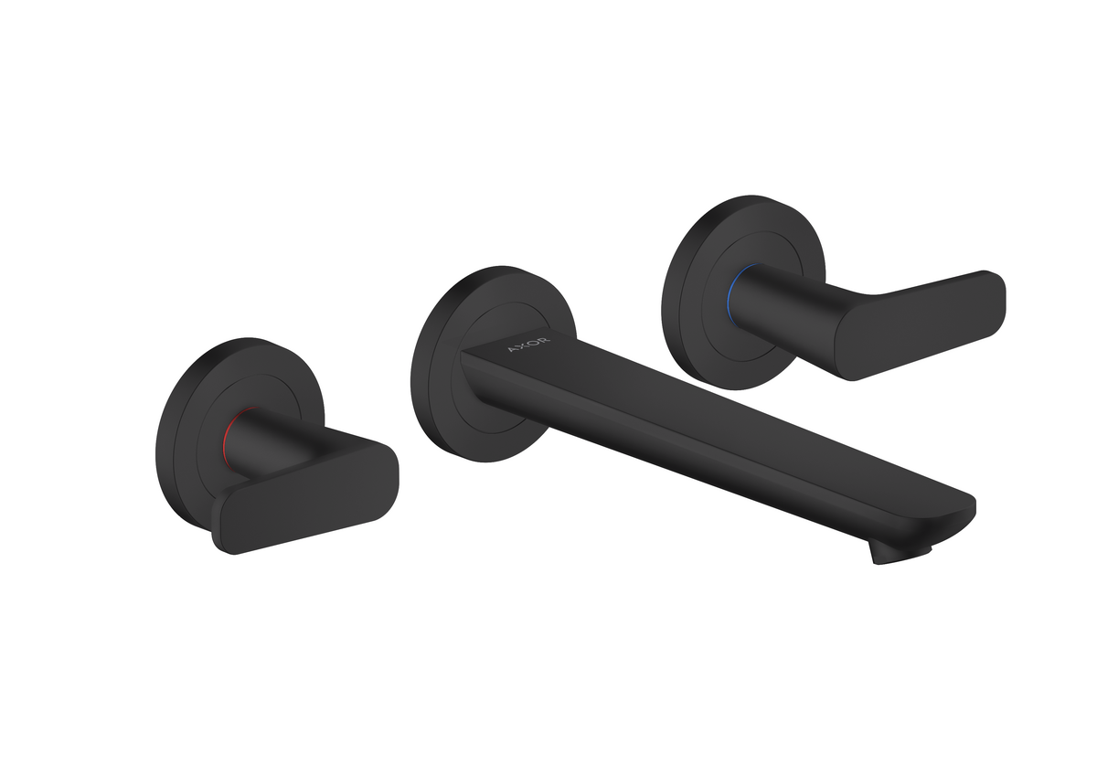 Axor Citterio C 1.2 GPM Lever Handle Wall Mounted Matte Black Widespread Faucet Trim With Escutcheons
