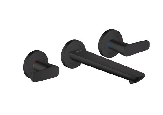 Axor Citterio C 1.2 GPM Lever Handle Wall Mounted Matte Black Widespread Faucet Trim With Escutcheons
