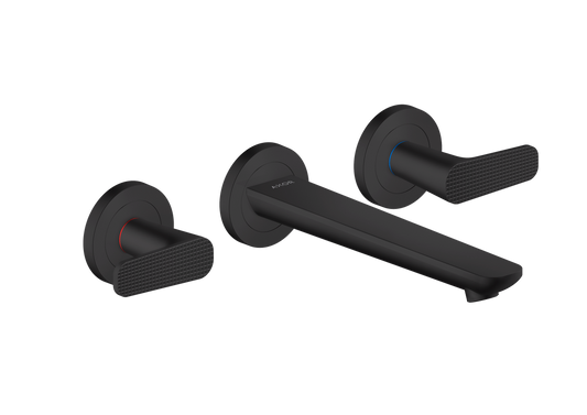 Axor Citterio C 1.2 GPM Lever Handle Matte Black Wall Mounted Widespread Cubic Cut Faucet