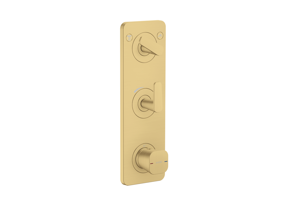 Axor Citterio C 15" x 5"  2-Function Cubic Cut Brushed Gold Optic Thermostatic Module Trim